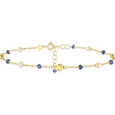 Lillian Vassago zlatý náramek se syntetickým ametystem a říčními perlami LLV22-GB046