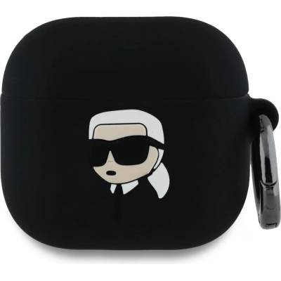 Karl Lagerfeld Силиконов калъф Karl Lagerfeld KLA4RUNIKK за AirPods 4 с 3D лого Karl Head, черен (KLA4RUNIKK)