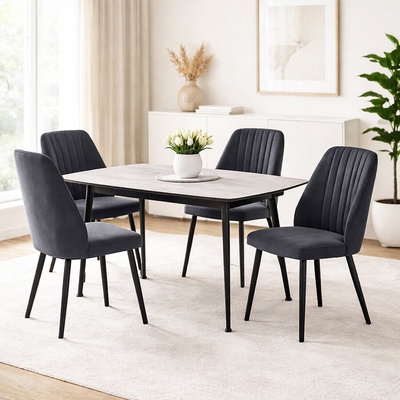 ЕВРОМАР Разтегателна трапезен маса yense снежен бор с черно (070.003.0056)