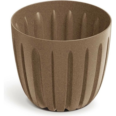 Prosperplast Plastový kvetináč WARIOS ECO WOOD hnedý matný, 13,8 cm