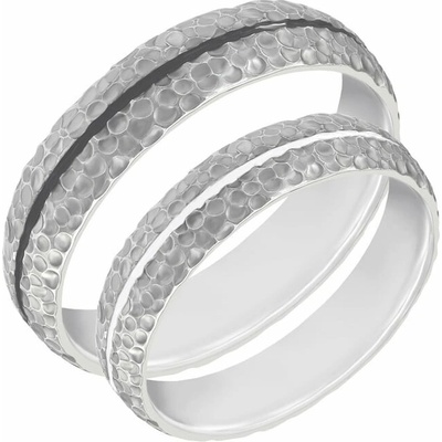 Eppi Tepané snubní prsteny s černým a bílým enamelem Pernila RW38338