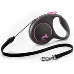 flexi Автоматичен повод FLEXI Black Design М розово въже 5 м - 20 кг 03341