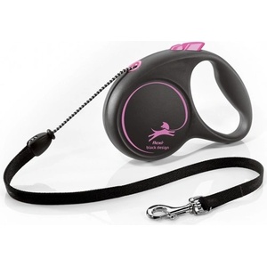 flexi Автоматичен повод FLEXI Black Design М розово въже 5 м - 20 кг 03341
