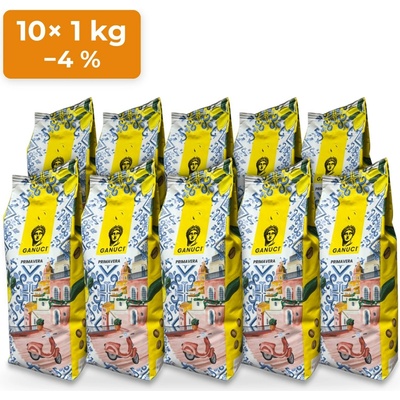 GANUCI Primavera 80% Arabica zrnková káva – balenie 10 kg (10× 1 kg)