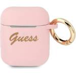 Guess Калъф Guess GUA2SSSI Vintage Script за Apple AirPods, розов/силикон (GUE001378)