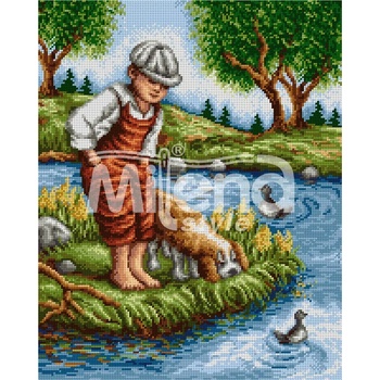 Milena Style Разходка край реката - гоблен със схема конци Ariadna 1: 4