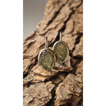 Vltavín Moldavite Stříbrné náušnice s vltavíny P2000199120006 A