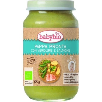 Bebybio Био Зеленчуково пюре - Сьомга и Зеленчуци (6+ месеца) - 200г - Babybio