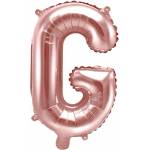 PartyDeco Балон от фолио Mini - Буква G 35см розово златен