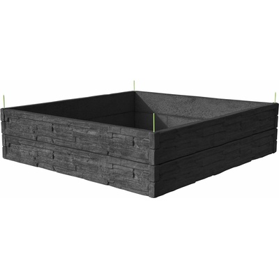 Barigadi Vyvýšený záhon betónový 200 x 200 cm výška 50 cm vzor štiepaný kameň antracit