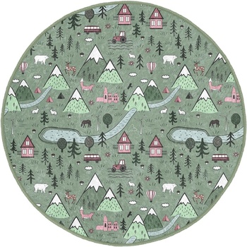 Mila Home Зелен детски килим ø 100 cm Comfort - Mila Home (HKG-HaliRound-Comfort-4958-100x100)