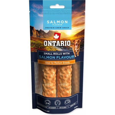 lahôdka Ontario Protein příchuť losos,žuvacie rolka malá 2 ks 12,7 cm