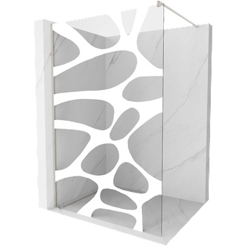 Mexen Kioto стена за душ Walk-in 120 х 200 см, бяла вълна 8 мм, четкан никел - 800-120-101-97-97 (800-120-101-97-97)