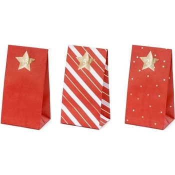 PartyDeco Adventní kalendář pytlíčky 8 x 18 x 6,5 cm