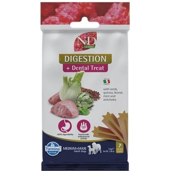 Farmina N&D Quinoa Digestion Dental Care Treat With Lamb, Fennel, Mint and Artichoke Medium Maxi - Дентални стикове за кучета от средни и едри породи с агнешко, киноа, фенел, мента и артишок - 100 гр, Италия - KND0011004