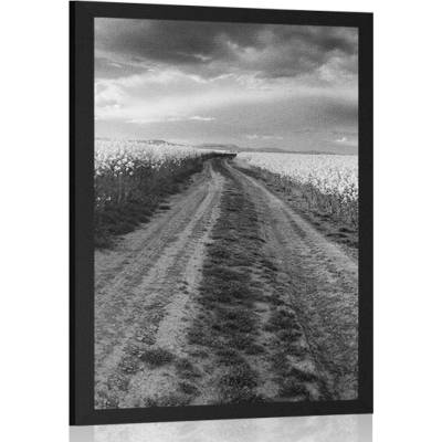 Plakát západ slunce nad polem na Slovensku v černobílém provedení - 20x30 black