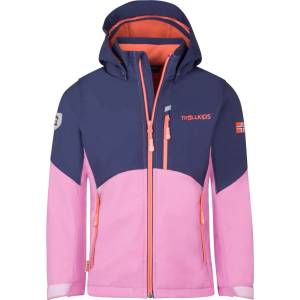 TROLLKIDS Детско софтшел яке Trollkids Girl's Balestrand Jacket Softshell jacket - Deep Violet / Light Violet / Coral Pink - размер 110 (EU) (703-4379-0714)