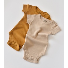 BabyCosy Organic ORGANIC body s krátkým rukávem 2ks Žlutá Béžová