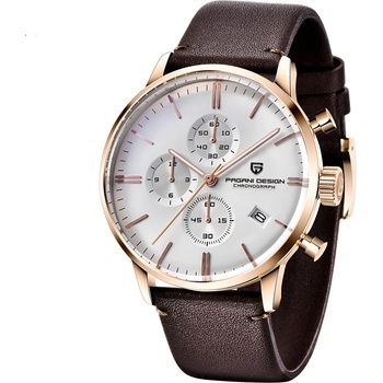 Image 1 of Pagani Design Мъжки часовник Pagani Design Larith, Кварцов, Естествена кожа, Хронограф, Кафяв / Бял (PD-2720K-BROWN-WHITE)