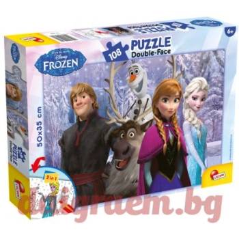 Lisciani Пъзел lisciani 49301 - 108 части - Замръзналото кралство, двулицев пъзел (li49301)