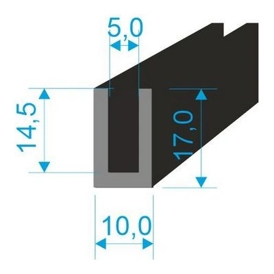 00535095 Pryžový profil tvaru "U", 17x10/5mm, 60°Sh, EPDM, -40°C/+100°C, černý – Hledejceny.cz