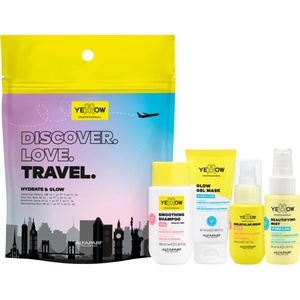 Yellow Discover. Love. Travel. Set комплект за пътуване За коса 4 бр