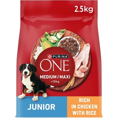 PURINA ONE Medium/Maxi Junior гранули за кученца с пилешко 2, 5 кг