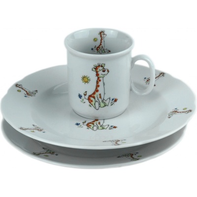 Český porcelán Dětská jídelní sada ŽIRAFA porcelán 3 dílná