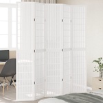 vidaXL Разделител за стая, 5 панела, бял, дърво пауловния масив (358792)
