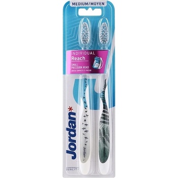 Jordan Individual Reach Комплект четки за зъби с дизайнерска малка глава, Medium, асортимент
