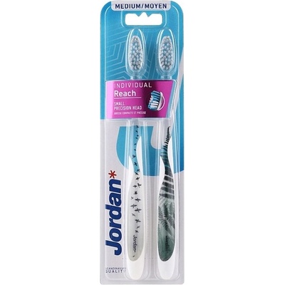 Jordan Individual Reach Комплект четки за зъби с дизайнерска малка глава, Medium, асортимент