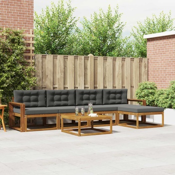 vidaXL Комплект дивани за открито 6 pcs Натурален и Антрацит (3367480)