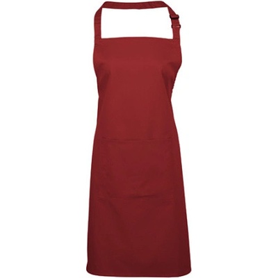 Premier Workwear Pracovná zástera za krk s vreckom PR154 Burgundy Pantone 216 72 x 86 cm