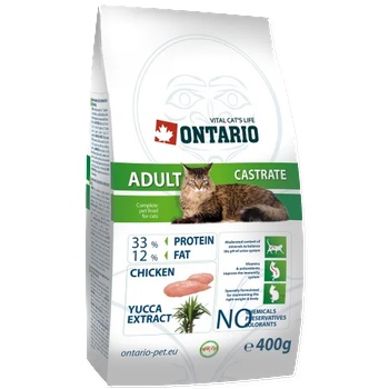 Image 1 of ONTARIO Adult Castrate Chicken cat food - суха храна за КАСТРИРАНИ котки над 1 година с пилешко месо 0, 4 кг, Чехия 213-0054