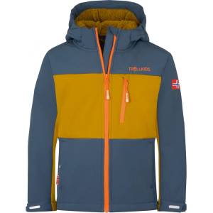 TROLLKIDS Детско софтшел яке Trollkids Kid's Bergsfjord Winter Softshell Jacket - Bronze / Mystic Blue / Flame Orange - размер 164 (EU) (703-4002-0419)