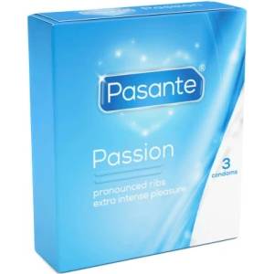 Pasante 3 бр. Оребрени презервативи Pasante Passion