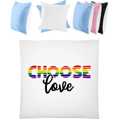 Darčeky PrintEQ Dúhový Vankúš s Nápisom Choose Love Biela Nebeská modrá 40x40