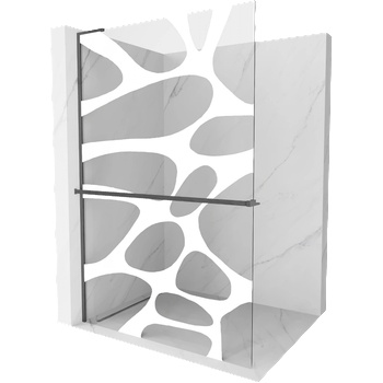 Mexen Kioto+ L душ преграда с рафт Walk-in 90 x 200 см, бяла вълна, gun gray изчеткано - 800-090-123-66-97 (800-090-123-66-97)