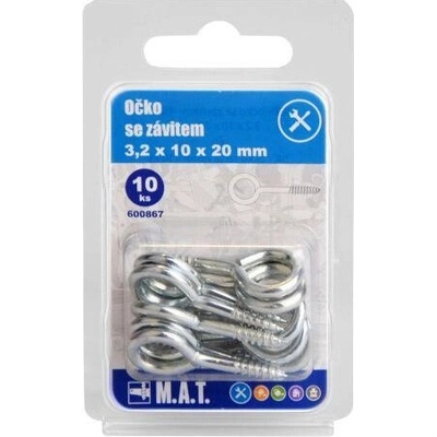 M.A.T. GROUP Zatvorené očko so závitom 20 × 10 × 3,2 mm, zinkované (10 ks)