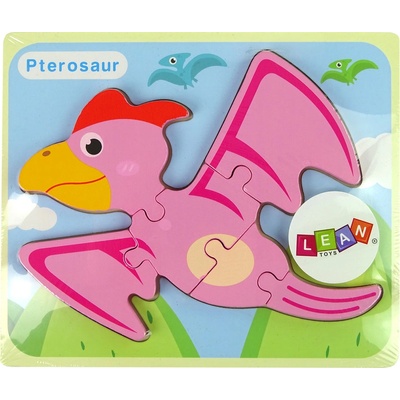 Lean Toys puzzle Pterodaktyl Pliosaus ružová modrá