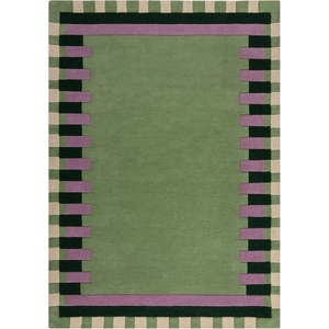 Flair Rugs Зелено-лилав ръчно изработен вълнен килим 160x230 cm Kai Wool Border - Flair Rugs (503119376938)