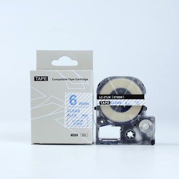 Compatible Epson LK-ST6BW, 6mm x 9m, син шрифт / прозрачен субстрат, съвместима лента (LKST6BW)