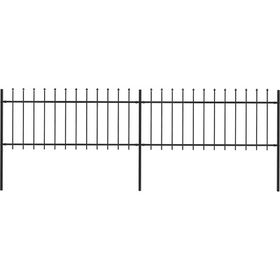 vidaXL Zahradní plot s kopím nahoře ocelový 359 x 80 cm černý