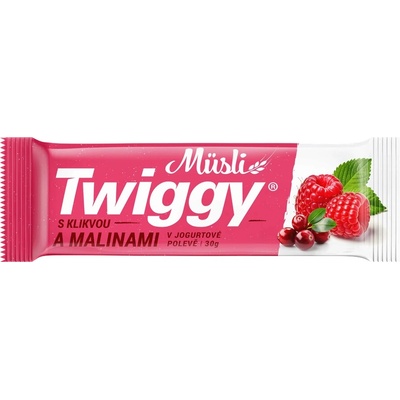 Twiggy müsli tyčinka s kľukvou a malinami v jogurtovej poleve 30g