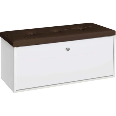 Bogdan Furniture G Шкаф за обувки Мебели Богдан модел 100, Бяло и Тъмно кафяво
