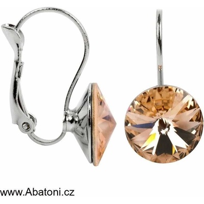 Swarovski Elements Rivoli vlepený krystal stříbrné náušnice visací oranžové kulaté 31300.3 Light Peach meruňková oranžová velmi světlá