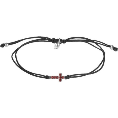 Český granát stříbrný náramek Shamballa s českým granátem křížek 160592