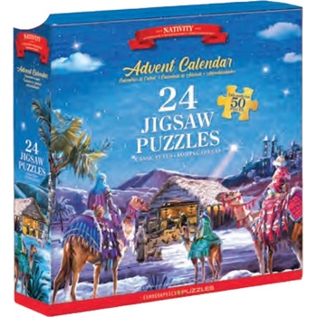 EUROGRAPHICS Puzzle Adventní kalendář: Narození Ježíška 24x50 dílků