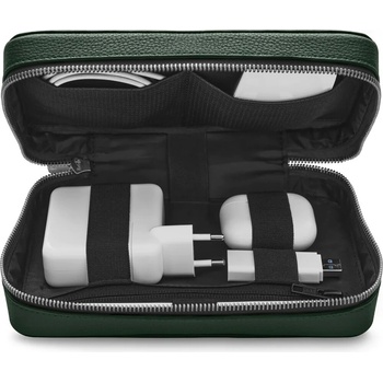 Pouzdro Woolnut kožené Tech Organizér tmavě zelené