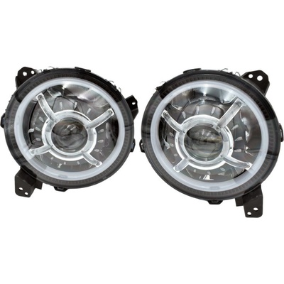 Súprava 9" LED svetlometov, Čierna, Halo, Jeep Wrangler JL, Jeep Gladiator JT, serie Polaris